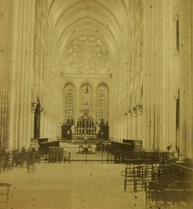 France Laon Cathedral Old Half-Stereo Photo Valecke 1865