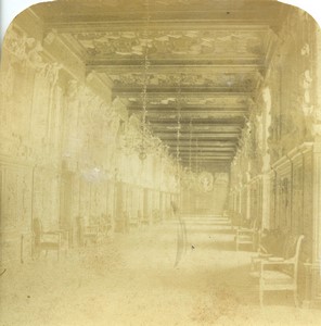 France Fontainebleau galerie Francois I Old Half-Stereo Photo 1865