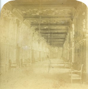 France Fontainebleau galerie Francois Ier Ancienne Demi Stereo Photo 1865