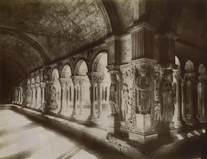 France Arles Saint Trophime Cloister interior arches Old Photo 1890