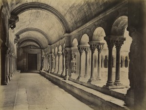 France Arles Saint Trophime Cloister interior arches Old Photo Neurdein 1890