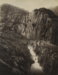 Switzerland Schöllenen Gorge Devil's Bridge Teufelsbrücke Old Photo Sommer 1890
