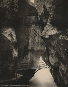 Switzerland Aare Gorge walkway near Meiringen Old Photo Schroeder 1890