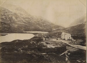 Switzerland Bernina Hospice Mountain Lake Old Photo 1890
