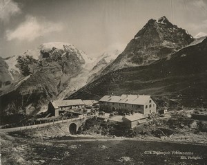 Italy Stelvio Pass Glacier Franzenshöhe hotel Old Photo Photoglob 1890 #2