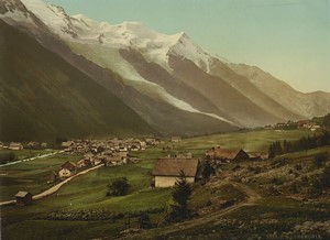 France Chamonix vue generale Glacier Ancienne Photo Colorisée Photocrom PZ 1890