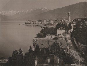 Italy Pallanza general view Lake Maggiore Verbano Old Photo Schroeder 1890