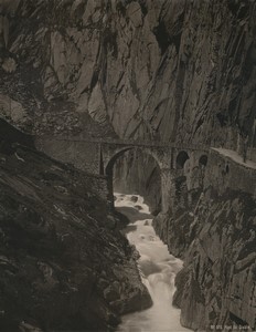 Switzerland Schöllenen Gorge Devil's Bridge Teufelsbrücke Photo Schroeder 1890