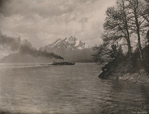 Switzerland Mount Pilatus Steamboat on Lake Lucerne Old Photo Schroeder 1890