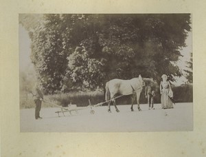 France Normandy Bosgouet Farmer with Horse & Plough Old Photo Dallemagne 1890