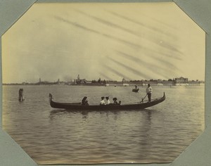 Italy Venice Gondola & San Michele Cemetery Old Photo Snapshot 1908