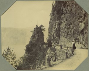 Switzerland Axenstrasse road cliffs Lake Lucerne Old Photo Snapshot 1908