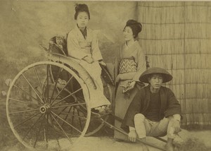 Japan Young Lady in the Rickshaw Old Cabinet Photo 1890