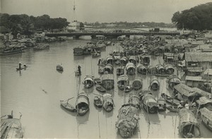 Indochina Saigon Boats on the Mekong river? Old Photo 1950