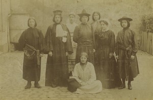 France Group of Girls in costume Theatre? Old Photo Snapshot 1900