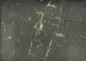 France Paris Ile de la Cité WWI Ancienne Photo aerienne militaire 1916