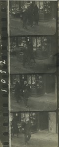 France man walking in the street Old contact strip Photo 1920