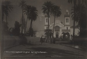 Algeria Laghouat Church Palm Trees Old military studio Photo 1925