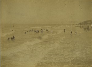 France Normandy Seaside Beach Bathing Old Photo 1880