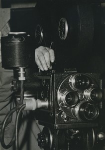 France close up of a film motion picture camera 4 lenses Old Photo 1960