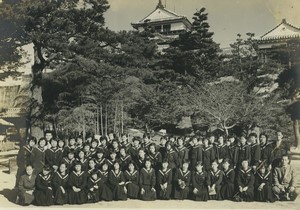 Japan Matsuyama Castle? Iyo Girl Students Group Old Photo 1959