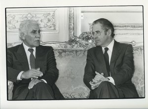 France Paris President Algerien Chadli Bendjedid & Louis Mermaz Ancienne Photo 1983