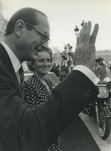 France Paris Jacques & Bernadette Chirac devant l'Hotel de Ville Ancienne Photo 1983
