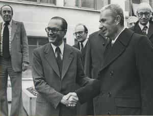 France Paris Jacques Chirac & President du Conseil Italien Aldo Moro Ancienne Photo 1975
