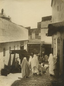 Algeria Casbah of Algiers? Group walking Old Photo René Prouho 1920