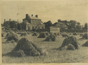 France Harvest field houses in unknown village Old Photo 1940
