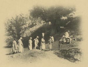 Algeria Kabyle Family on the march Mule Old Photogravure Geiser 1890