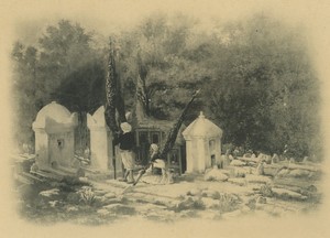 Algeria Cemetery Flag on the Grave Tomb Old Photogravure Geiser 1890