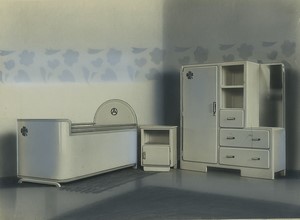 France Art Deco Nursery bedroom Furniture Chantal Old Photo retouched 1930's