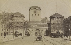 Allemagne Munich Tour Gothique Isartor München Ancienne Photo Studio 1890