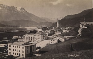 Suisse Grisons Samedan Samaden vue generale Ancienne Photo Studio 1890