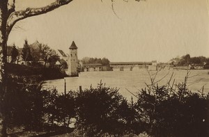 Switzerland Aargau Rheinfelden Rhine Covered bridge Tower Old Studio Photo 1890