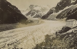 France Mer de Glace glacier Hotel Montenvers Alpes Ancienne Photo Studio 1890