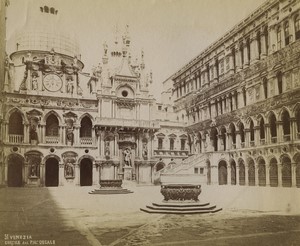 Italy Venezia Doge's Palace Courtyard Palazzo Ducale Old Studio Photo 1890