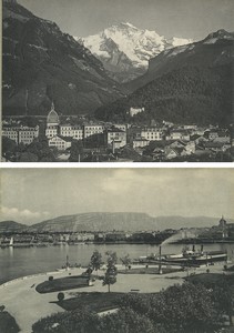 Switzerland Interlaken Jungfrau & Lake Geneva Steamboat Old Studio Photo 1890