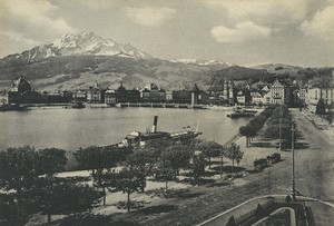 Switzerland Lake Lucerne Promenade Mount Pilatus Old Studio Photo 1890