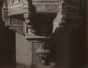 Italy Florence Santa Croce Basilica Pulpit base Old Photo Brogi 1880