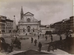 Italy Florence Piazza Santa Maria Novella Church Tramway Old Photo Brogi 1880