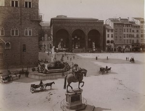 Italy Florence Piazza della Signoria Loggia dei Lanzi Old Photo Brogi 1880