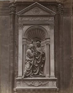 Italy Florence Orsanmichele Christ and St Thomas Verrocchio Old Photo Brogi 1880