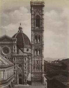 Italy Florence Cathedral Giotto's Campanile Old Photo Brogi 1880