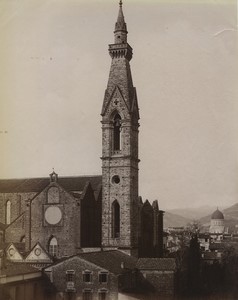 Italy Florence Santa Croce Basilica Campanile Bell tower Old Photo Brogi 1880