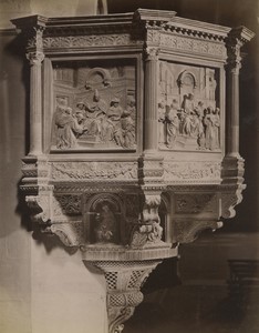 Italie Florence Basilique de Santa Croce Chaire da Maiano Ancienne Photo Alinari 1880