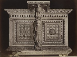 Italy Florence Basilica San Miniato alMonte Pulpit detail Old Photo Alinari 1880