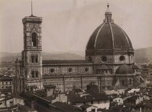 Italy Florence Cathedral Duomo view from Orsanmichele Old Photo Alinari 1880