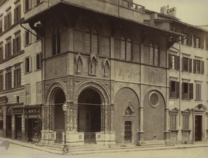 Italy Florence Piazza del Duomo Loggia del Bigallo restaured Photo Alinari 1880